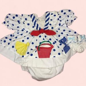Vintage Baby Dress with diaper cover and socks